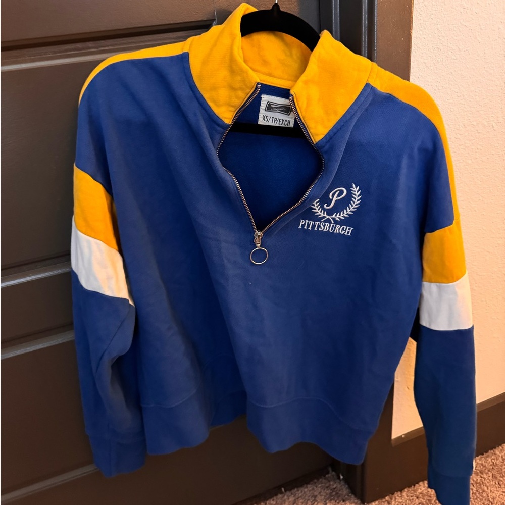 Blue and Yellow Half-Zip Sweatshirt